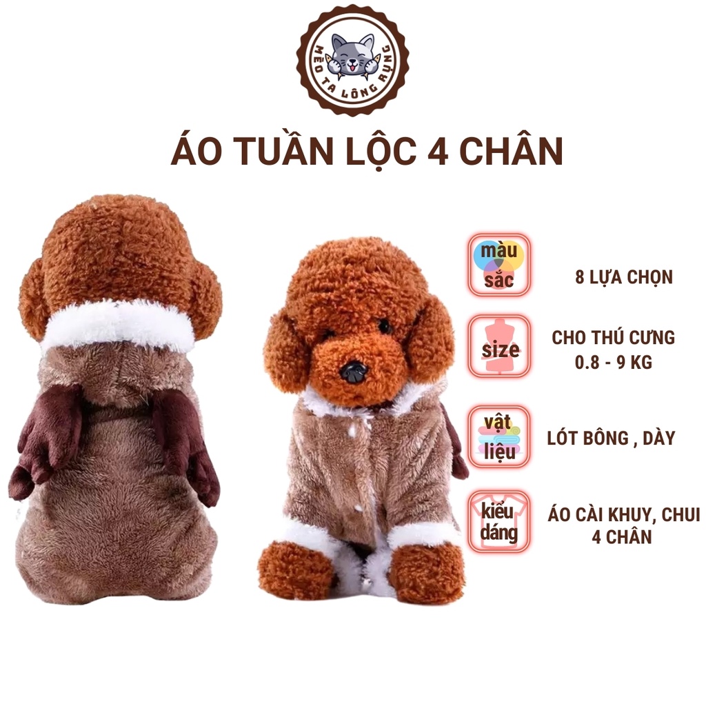 Áo bông cho chó poodle mèo con cún lớn thú cưng nỉ len mùa đông, quần áo cho chó cún poodle cái mèo con thú cưng