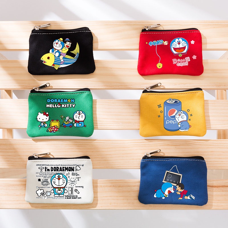 Doraemon Ví canvas mini Đựng Tiền Xu Họa Tiết Doremon Đáng Yêu
