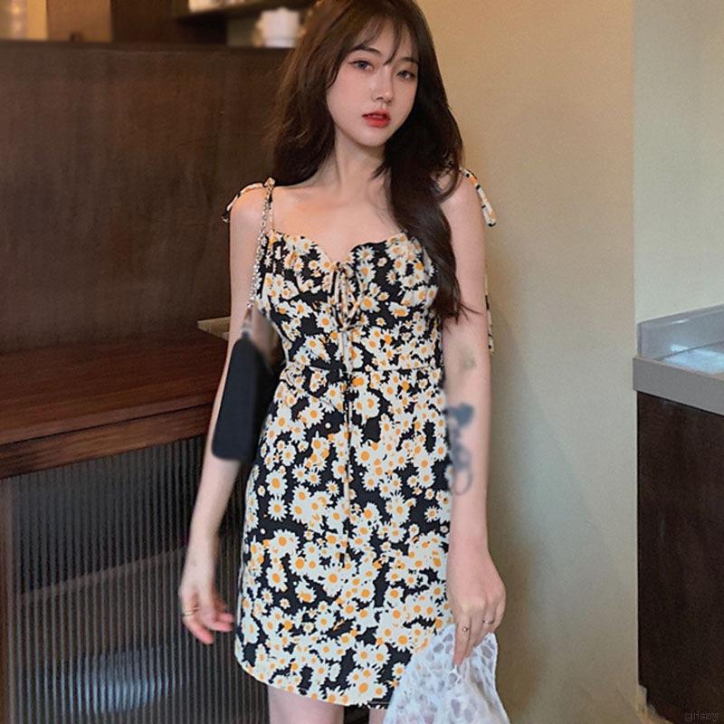 Đầm dây in hình hoa cúc thời trang quyến rũ cho nữ
