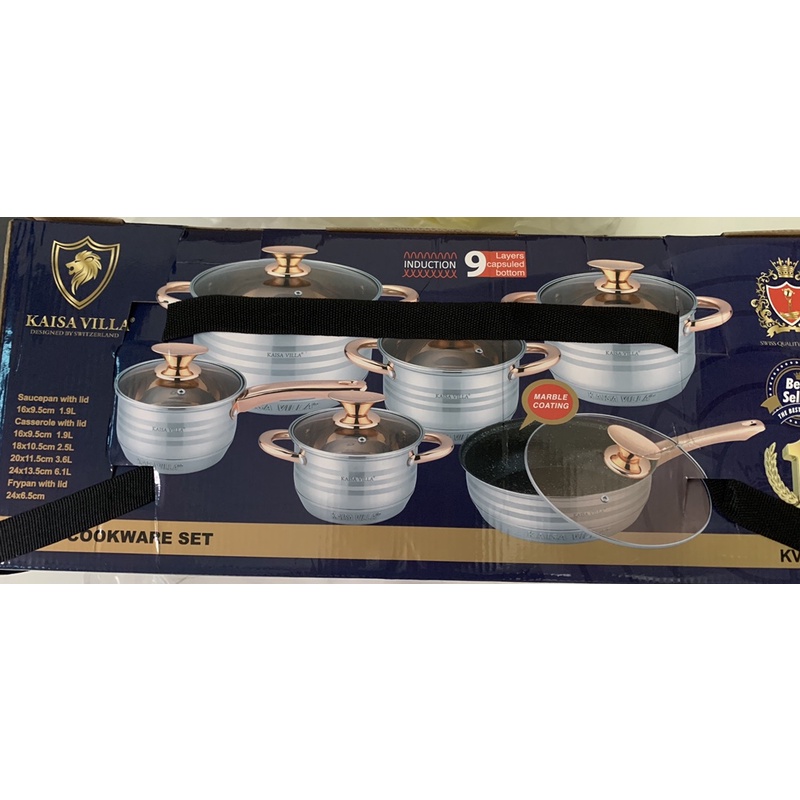 Bộ Nồi Kaisa Villa Đức 9 đáy mẫu mới chảo đá