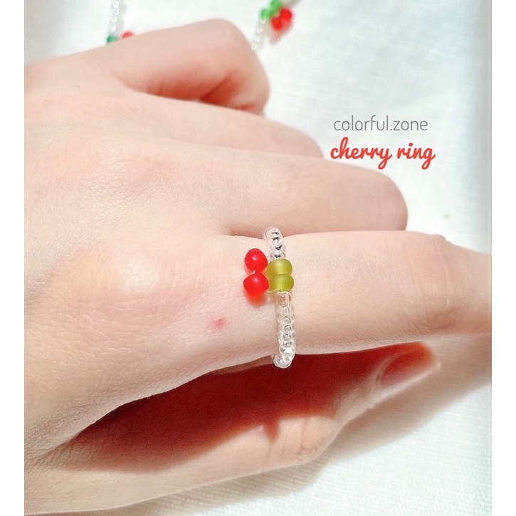 Nhẫn xỏ hạt cườm handmade nhiều màu dễ thương