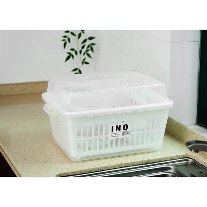 [Nội Địa Nhật] Rổ/ Giá Úp Chén Bát Ăn Dặm, Có Nắp Đậy Vệ Sinh - Thương Hiệu Inomata