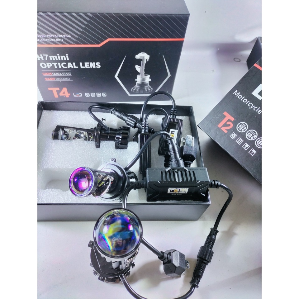 Đèn Led Bi Cầu mini T2 Lúp Tím MA RACING-HTB Chân H4 12V-24V Tăng Sáng Cho ôtô, Xe Máy, Bản Cao Cấp Nhất Trong Phân Khúc