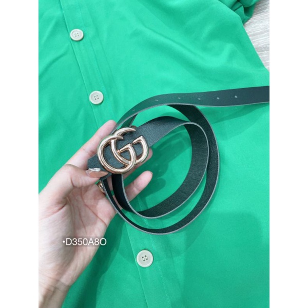 Váy Sơ Mi Suông Ngắn Tay Bồng Tiểu Thư Áo Kiểu Sơ Mi Form Dài Dáng Giấu Quần Kate Thô Mịn Màu Xanh Lá D305A8O