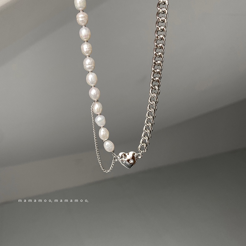 Vòng cổ mặt hình trái tim đính ngọc trai nhân tạo thời trang