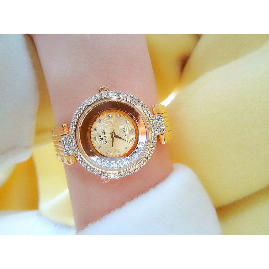 Đồng hồ nữ đẹp BEE SISTER, đồng hồ nữ chính hãng, mặt tròn, đính đá cao cấp, siêu sang, không thấm nước