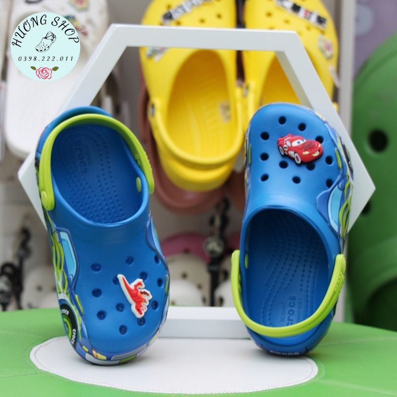 [Tặng 10 jibit 2D, Full Box] - Dép sục in hình 3D ô tô xanh siêu sắc nét, ngộ nghĩnh cho bé trai