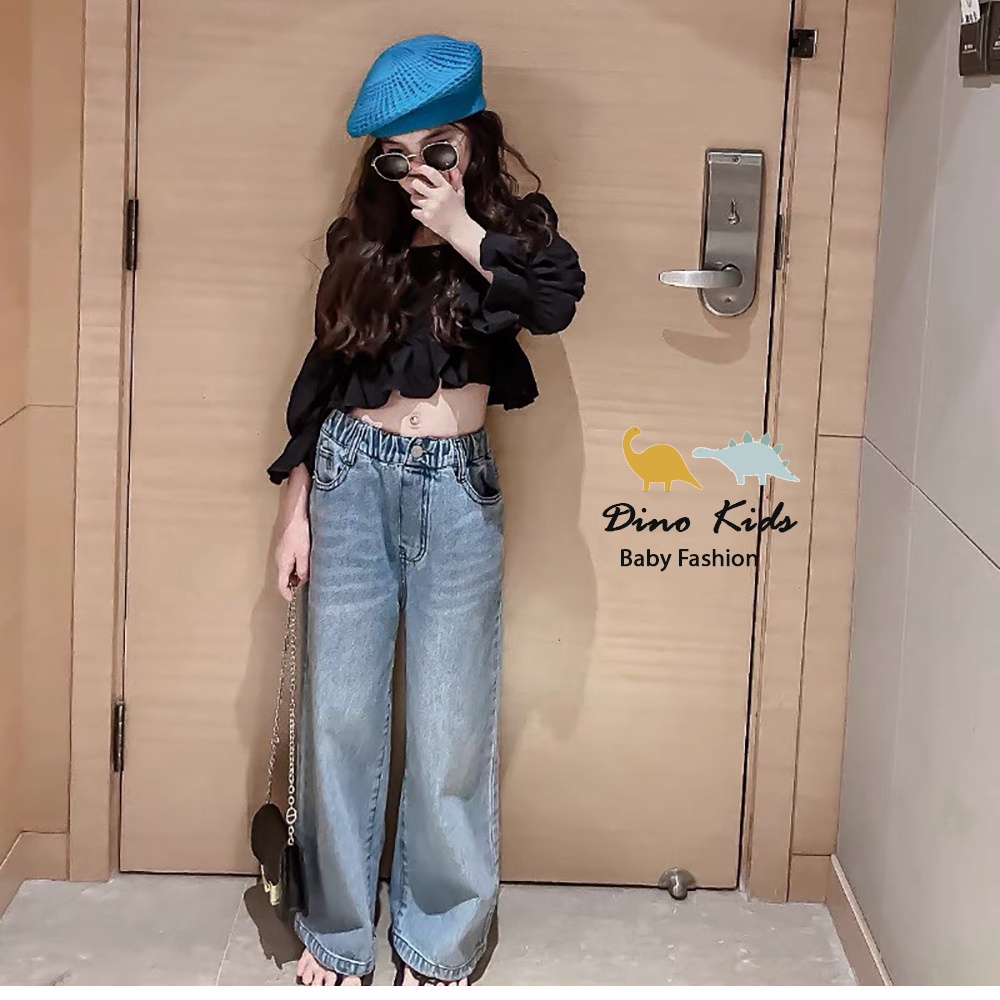 Quần áo đi chơi sành điệu bé gái, set size nhỡ áo thô hàn và quần ống suông sành điệu cho bé