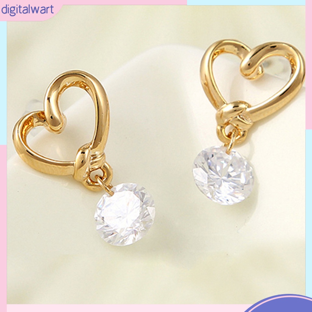 Cặp bông tai trái tim đính đá thời trang nữ