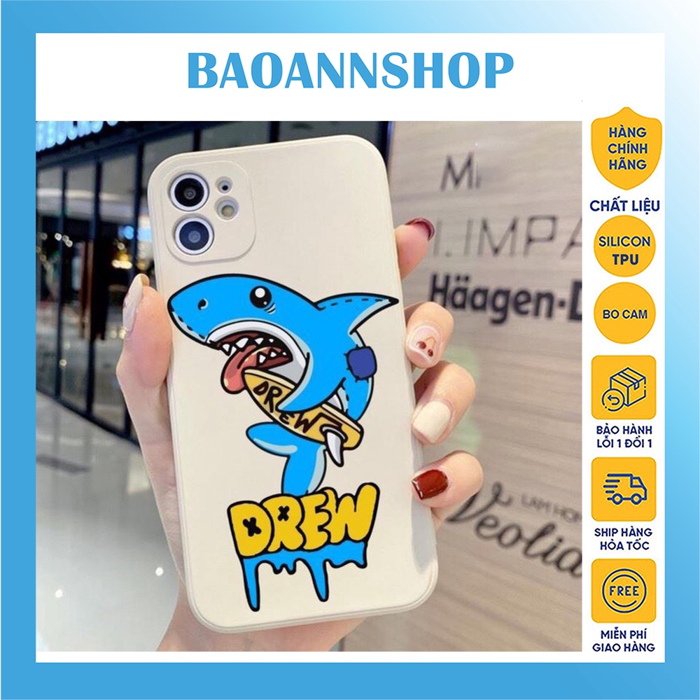 Ốp lưng iphone hình cá mập lướt ván cạnh vuông bảo vệ camera chống sốc 7plus/8plus/x/xs/xsmax/11/12/13/pro/promax
