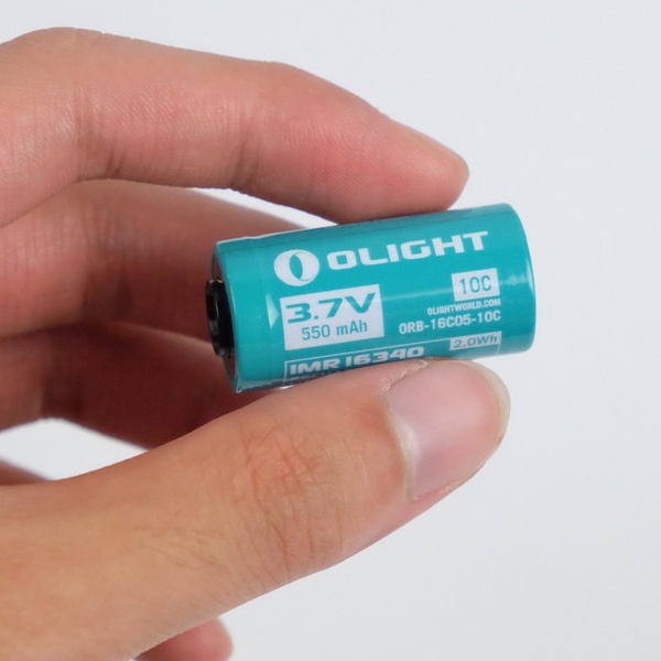 Pin sạc Olight RCR123A - 550mAh - dòng xả 10C cho S1R Baton II - 16C05