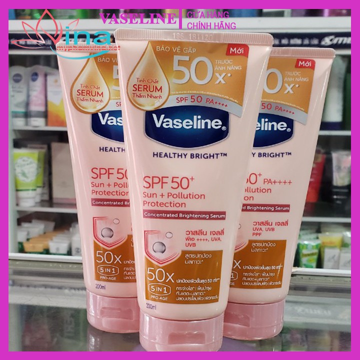 Sữa Dưỡng Thể Trắng Da Toàn Thân Chống Nắng 50x Vaseline Healthy White Sun + Pollution Protect SPF 50+ PA++++