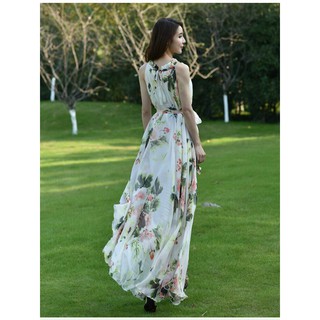 [SIÊU SALE] Đầm Maxi Hoa Suông Cổ Yếm, Đầm Maxi