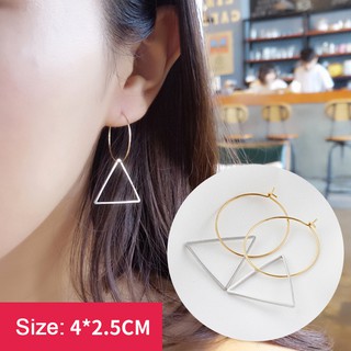 Bông Khuyên Tai Hàn Quốc Khung Tròn Mix Khung Tam Giác Siêu Nữ Tính !