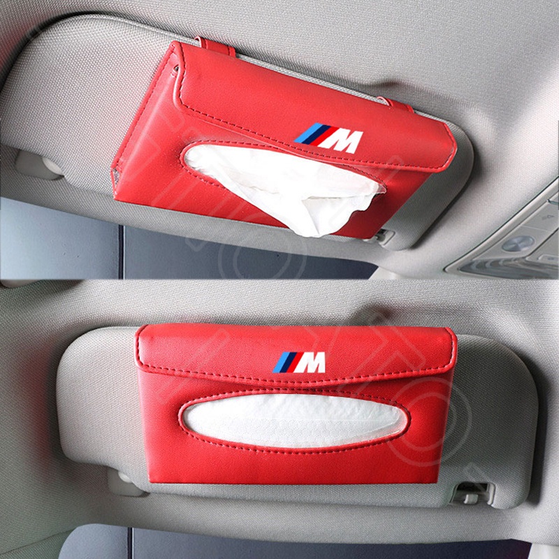GTIOATO Cho BMW M Hộp Đựng Khăn Giấy Ô Tô Tấm Che Nắng Ô Tô Da HộP ĐựNg GiấY TrêN Xe Ô Tô HộP ĐựNg GiấY ĂN TrêN Ô Tô Hộp Khăn Giấy Ô Tô Trang Trí NộI ThấT Ô Tô Cho BMW X4 E46 E90 F30 F10 1 X2 8 118I 320i M4 E60 218i X5 M3 318i X7