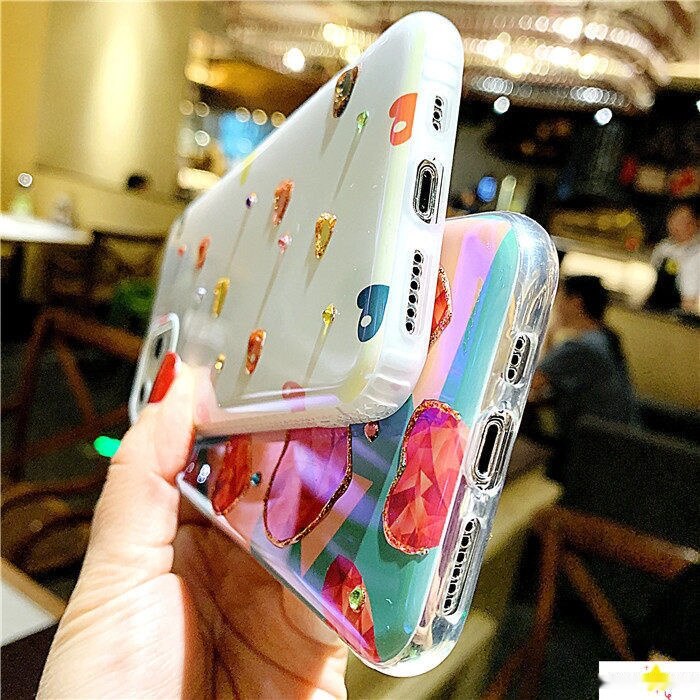 Ốp Lưng Trái Tim Đính Đá Cho Điện Thoại iPhone 7 8 x xr xs 11 12 13 14 pro max