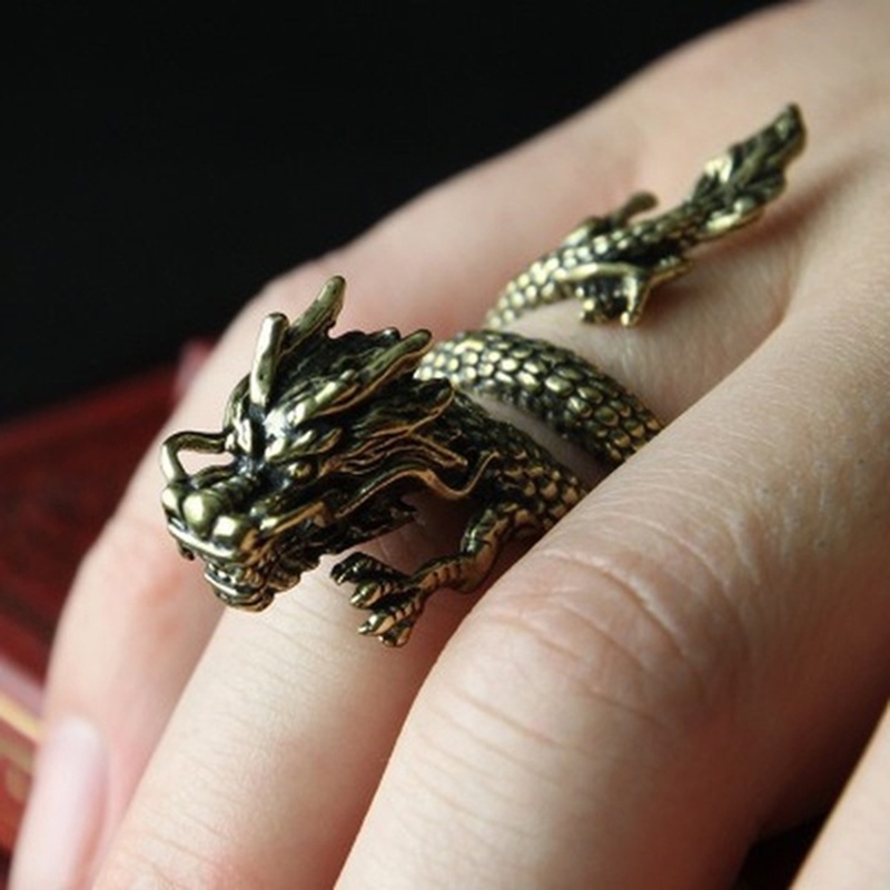 Personality Punk Vintage Exaggerated Dragon Ring For Men Women Fashion Open Men's Rings Domineering Finger Rings Jewelry