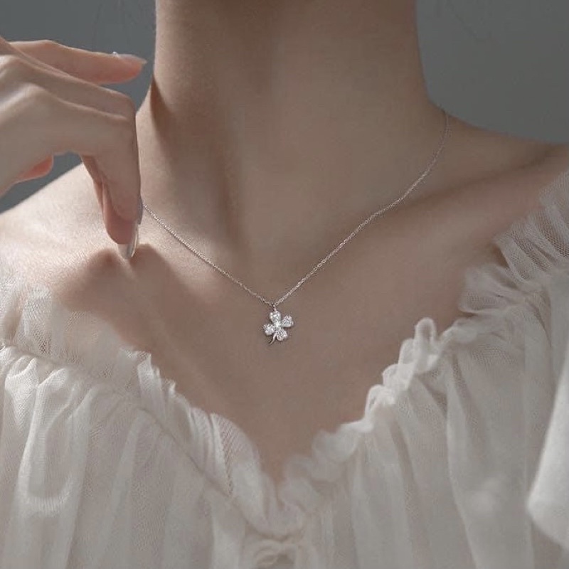 Dây chuyền cỏ bốn lá bạc ta - Dây chuyền cỏ 4 lá bạc ta - Vàng bạc Khải Khải