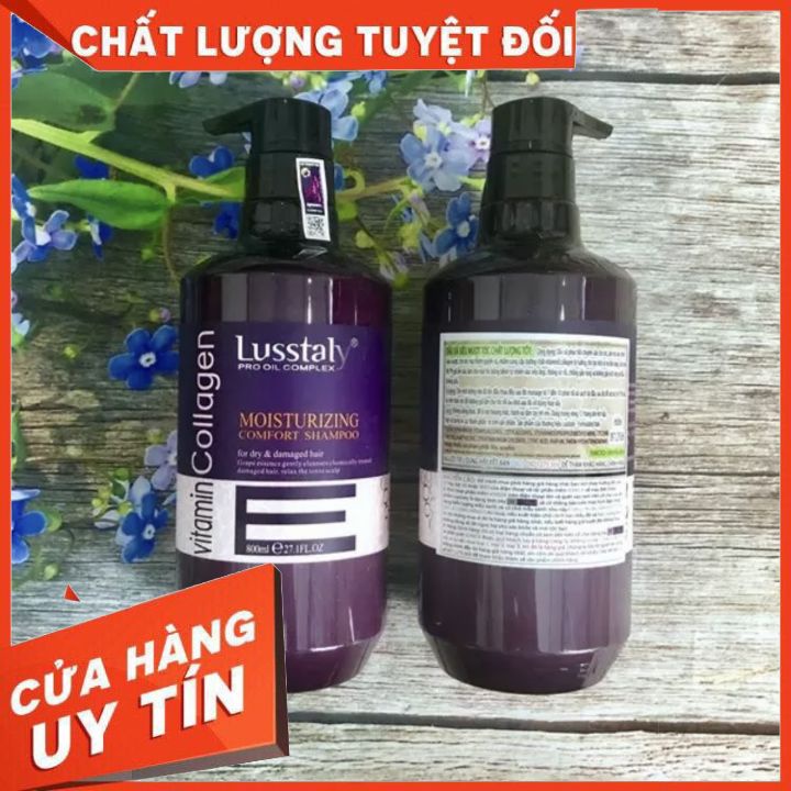 CẶP DẦU GỘI-XẢ LUSSTALY VITAMIN E COLLAGEN 800ML - DƯỠNG TÓC MỀM MƯỢT NGĂN GÃY RỤNG - SẢN PHẨM DÙNG CHO SPA VÀ SALON TÓC