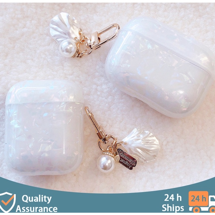 Vỏ case xà cừ móc ngọc bảo vệ bao đựng tai nghe for airpods 1 2 /PRO - Ốp airpods chống va đập xà cừ sang chảnh