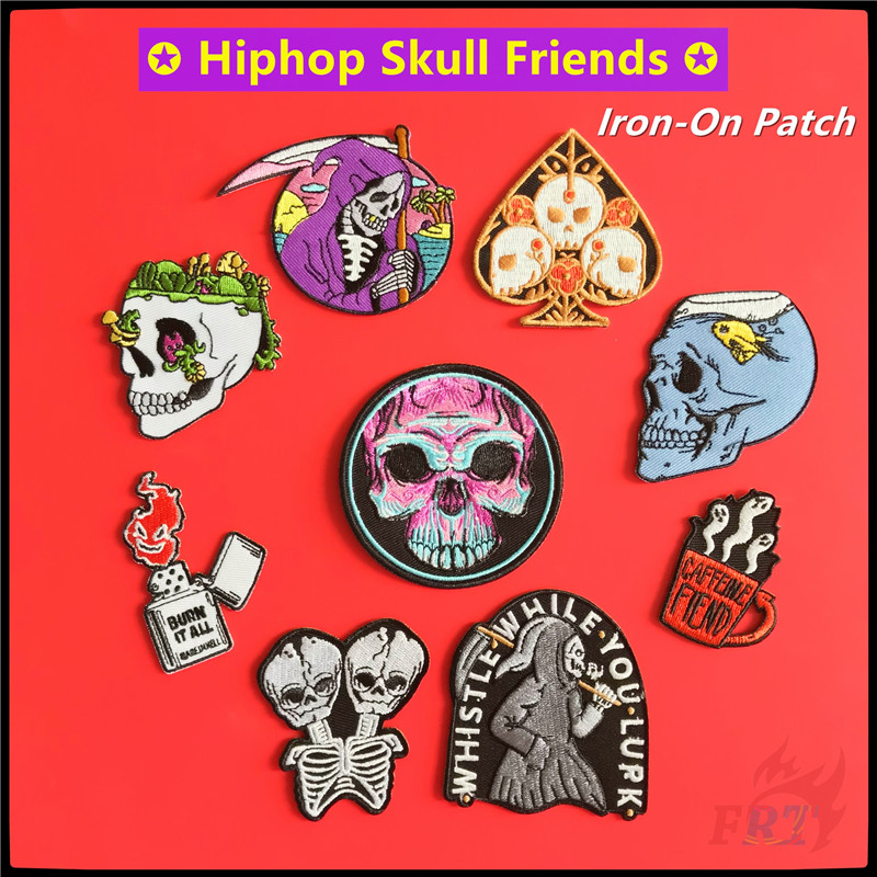 1 miếng dán ủi quần áo hình đầu lâu phong cách Punk
