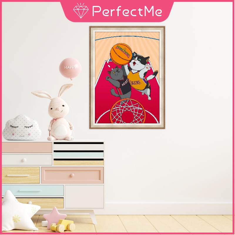 Tranh đính đá 5d tự làm hình mèo/cún dễ thương treo tường trang trí nội thất 30x40cm