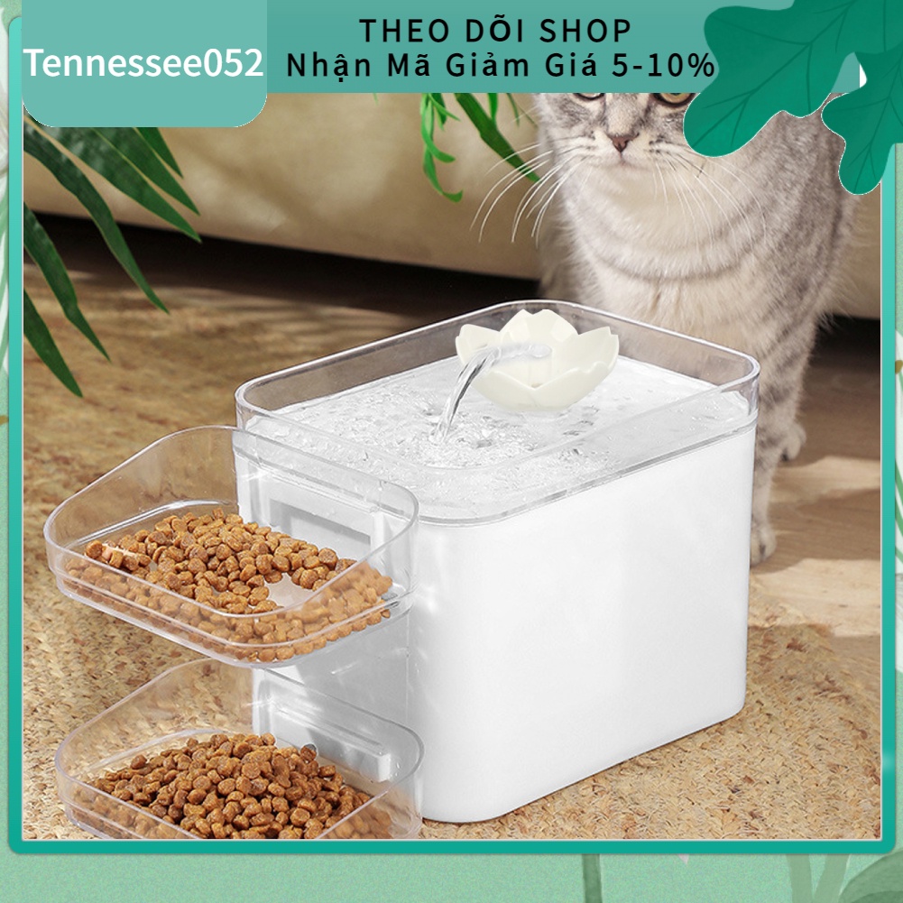 Máy lọc nước cho chó mèo tuần hoàn tự động thông minh 2L với hai ngăn đựng nước