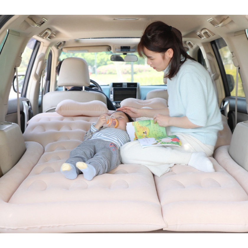 Nệm Giường Hơi Du Lịch Cao Su Cho Xe Ô Tô 4 chỗ 7 chỗ SUV Cao Cấp Vân Sóng Không Nóng Lưng Có Kèm Bơm Điện