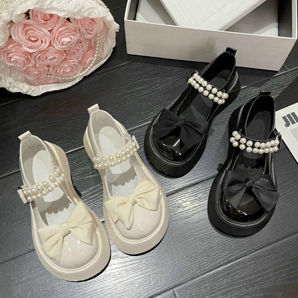 Giày lolita, giày nữ ulzzang GẮN NƠ ĐÍNH NGỌC SIU XINH