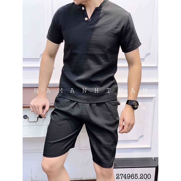 Quần Đùi Nam Đen Trơn Chất Đũi Vải Đẹp Không Xù Lông Co Giãn Nhẹ Thấm Hút Mồ Hôi