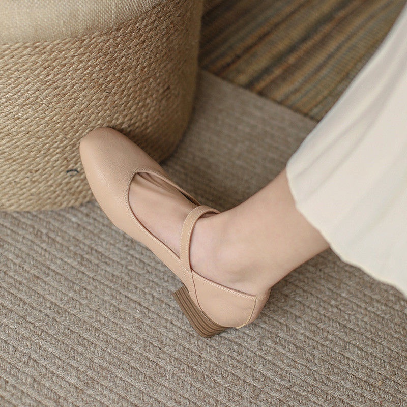 Giày búp bê IELGY mũi vuông phong cách retro thời trang cho nữ