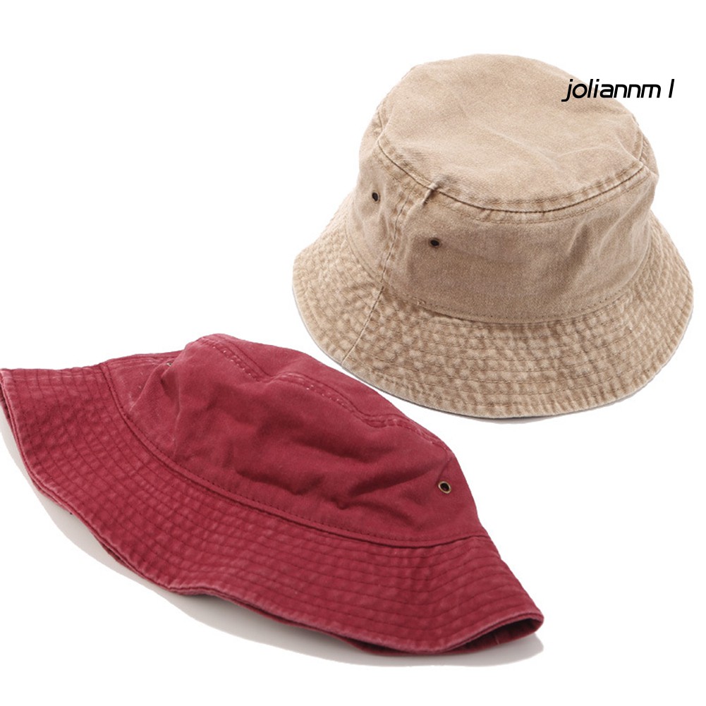 Mũ bucket denim màu trơn chống nắng thời trang cho nam và nữ