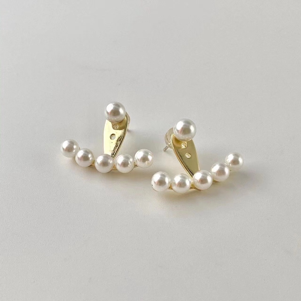 Đôi Khuyên tai IF YOU hình trái tim đính ngọc trai thời trang cho nữ