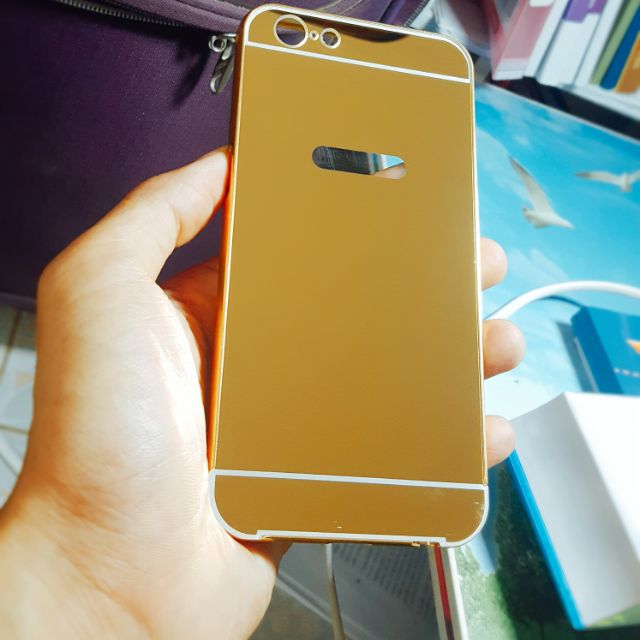Ốp lưng OPPO A39 Neo 9S tráng gương viền kim loại bo tròn 24K