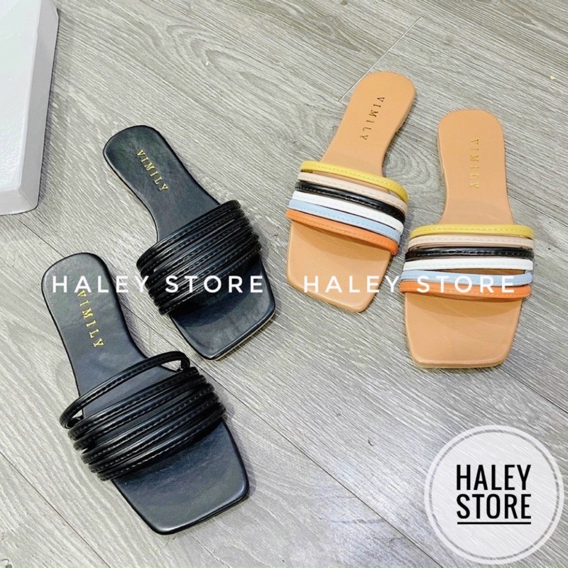 Dép lê bệt nữ HALEY STORE mũi vuông nhiều dây nhiều màu thời trang rẻ bền đẹp đi chơi đi biển đi du lịch