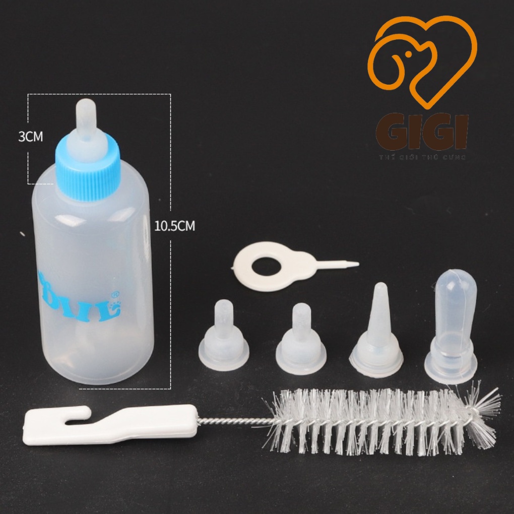 Bình ti chó mèo 50cc bú ngoài có núm vú mềm silicon cho thú cưng sơ sinh uống sữa hoặc thuốc - GiGi Pet Shop