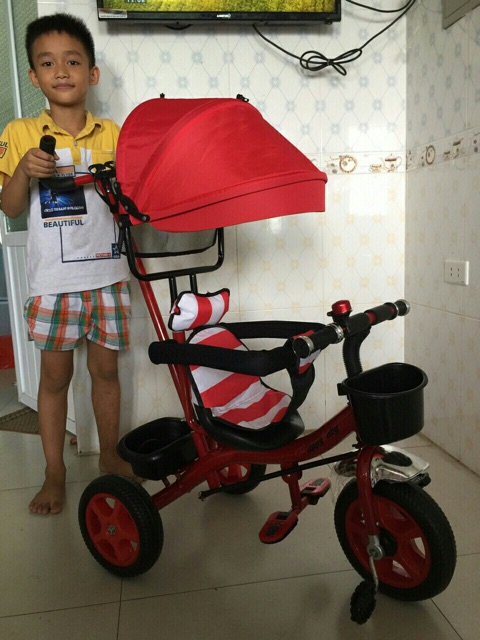 Xe đẩy cho bé 3 bánh có mái che