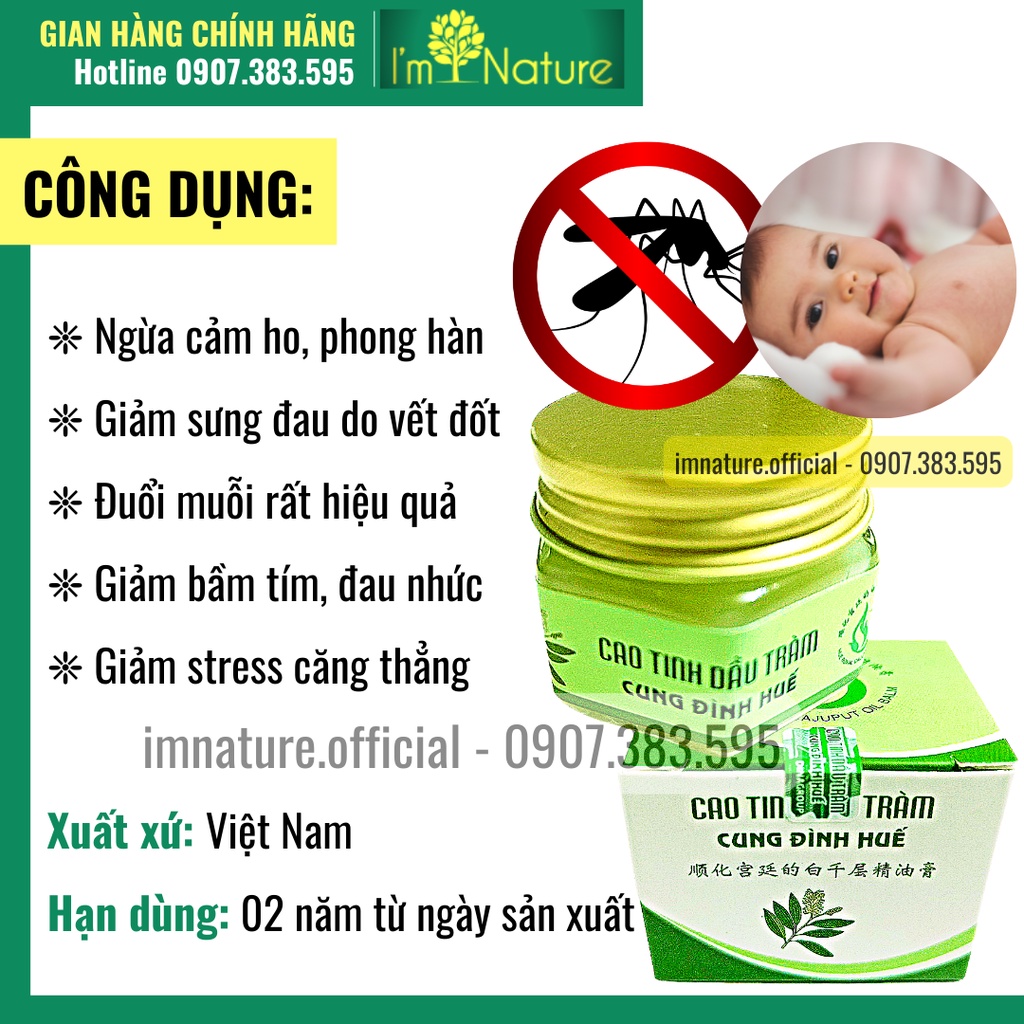 Cao Tràm Đuổi Muỗi - Giảm Sưng Vết Muỗi Đốt Tinh Dầu Tràm Cung Đình Huế 20gr - An Toàn Cho Bé 6 Tháng