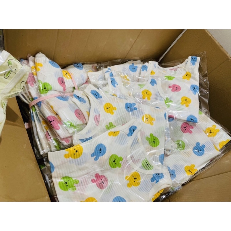 Bộ sát nách ba lỗ cotton oganic xuất hàn cho bé trai bé gái