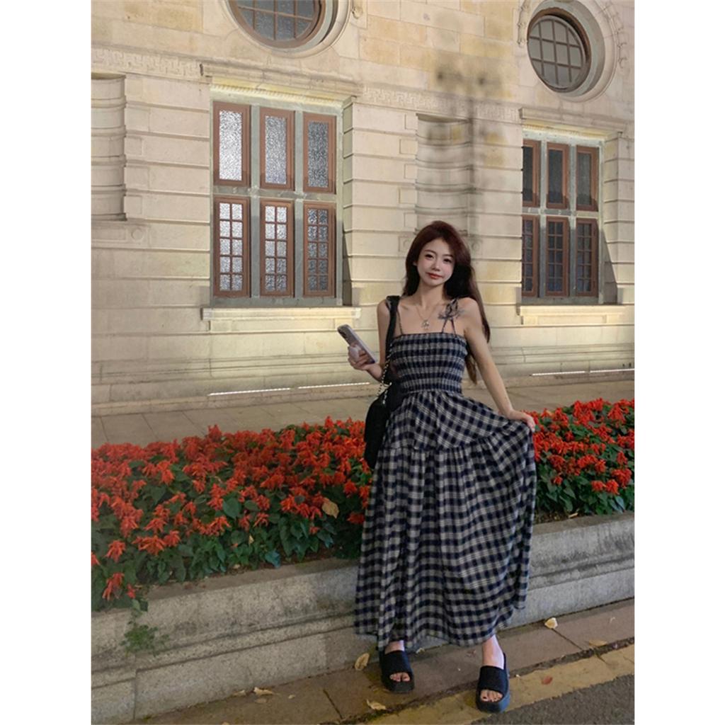 「 WELOVE1 」Đầm Midi Hai Dây Eo Cao Họa Tiết Kẻ Sọc Nhiều Màu Thời Trang Mới Thường Ngày Dành Cho Bạn Nữ