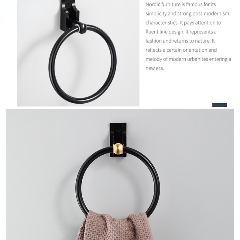 Giá Treo Khăn Tắm Bằng Nhôm Màu Đen Thiết Kế Vô Hình Tiện Dụng