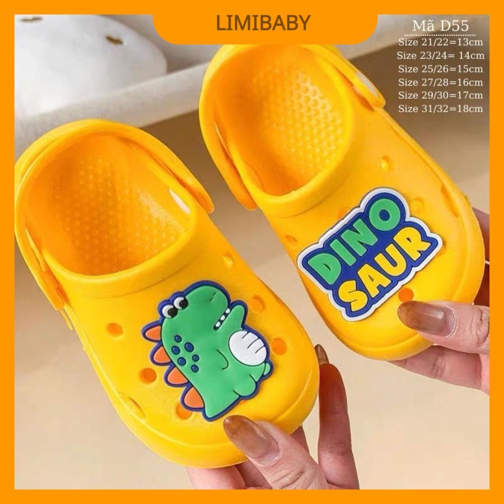 Sục cho bé trai bé gái LIMIBABY dép khủng long vàng xanh cute đi trong nhà đi biển chống trơn cho trẻ em 1-5 tuổi D55