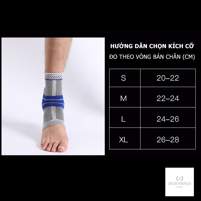 Đai quấn bảo vệ chân và mắt cá chân tập gym chơi thể thao v3 Sportswear Concept dệt kim lớp đệm silicon massage 2 bên