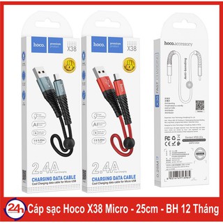 Cáp sạc lightning micro usb hoco x38 cho iphone ipad dài 25cm dây dù - bh 12 tháng 1 đổi 1