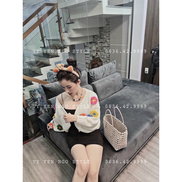 Áo khoác len cardigan thêu hoa BNCS alohashop91