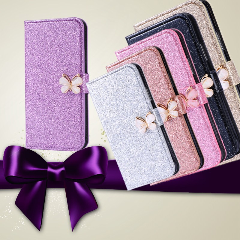 Bao da kim tuyến đính bươm bướm trang trí cho Samsung J3 2016 2017 | BigBuy360 - bigbuy360.vn