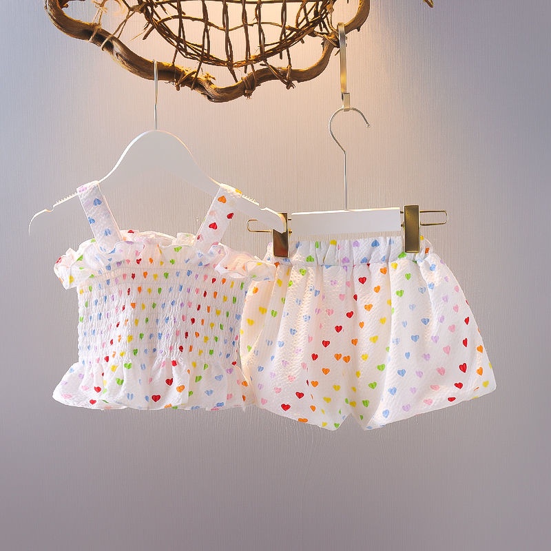 2023 Bộ Áo Sát Nách + Quần Short Thời Trang Mùa Hè Hàn Quốc Mới Cho Bé Gái