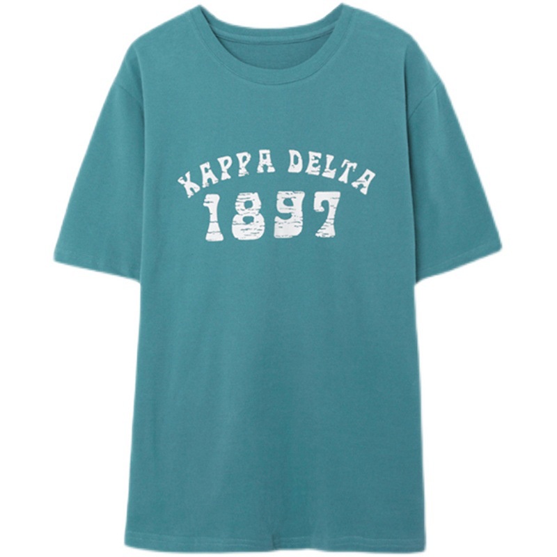 Áo Thun Ngắn Tay Cổ Tròn In Chữ Đơn Giản Phong Cách Hàn Quốc Cho Nữ