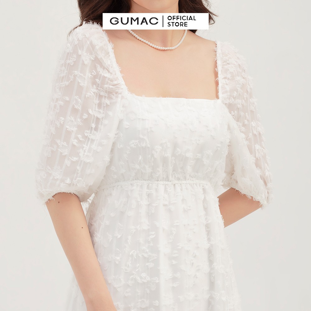 [Mã MABR07062 giảm 8% tối đa 50K đơn từ 249K] Đầm nữ babydoll nhún eo GUMAC màu trắng, đủ size DB3101 | BigBuy360 - bigbuy360.vn