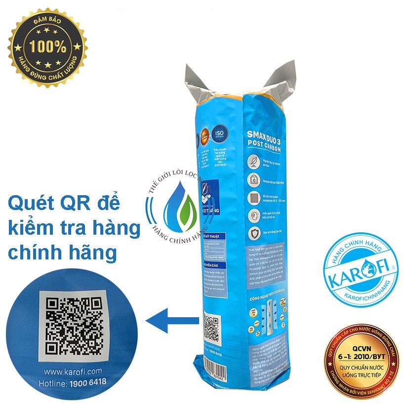 Bộ 3 lõi lọc nước Karofi xử lý nước cứng, nước nhiễm đá vôi, loại bỏ các cặn bã, tạp chất hiệu quả